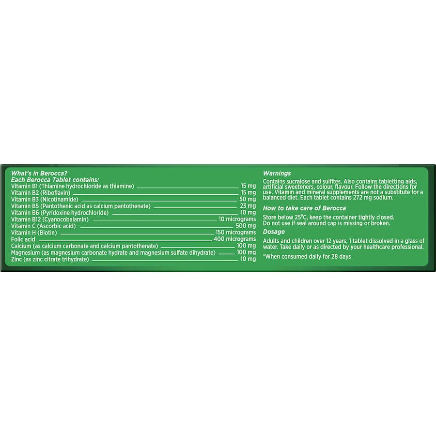Berocca Energy Effervescent Tablets Vitamin C Original Berry 30pack