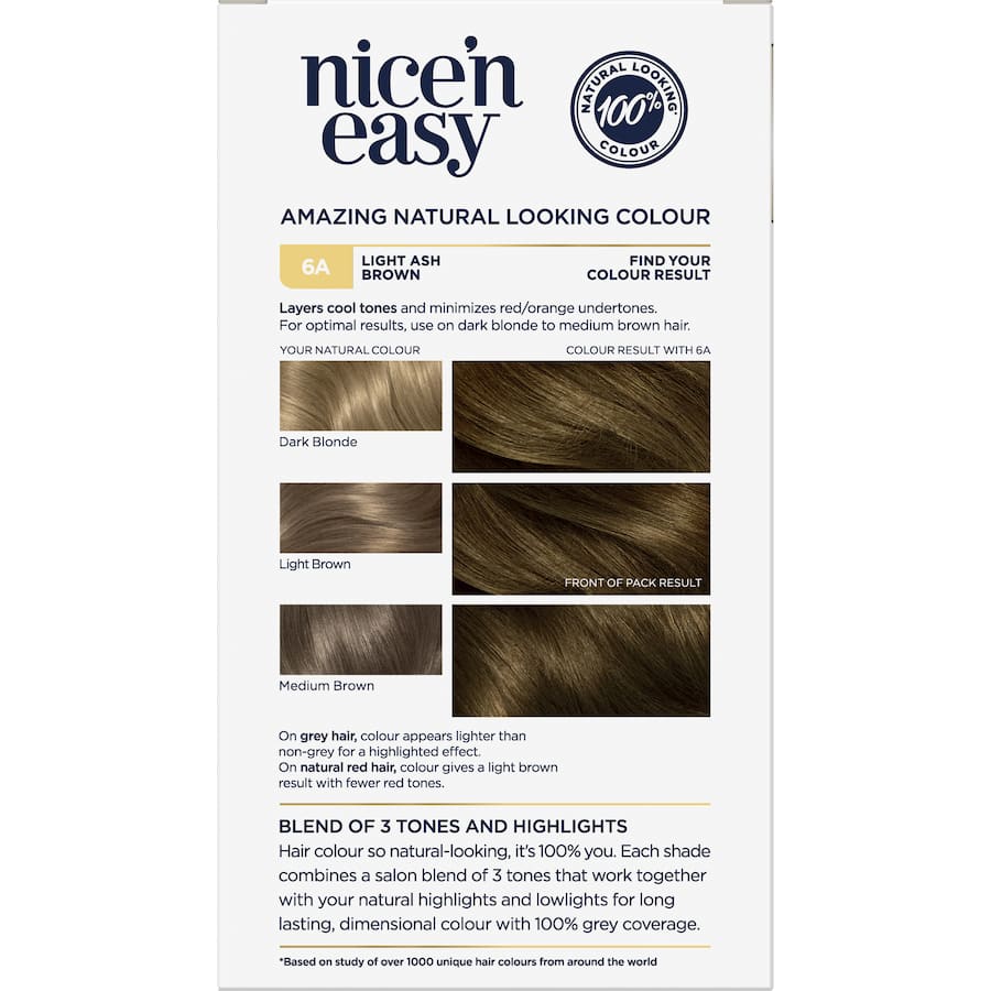 Clairol Nice N Easy Hair Colour Light Ash Brown 6a 1pack