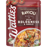 Watties Pasta Meals Ravioli Ricotta Bolognese & Garlic 350g