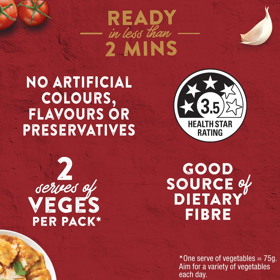 Watties Pasta Meals Ravioli Ricotta With Creamy Tomato 350g