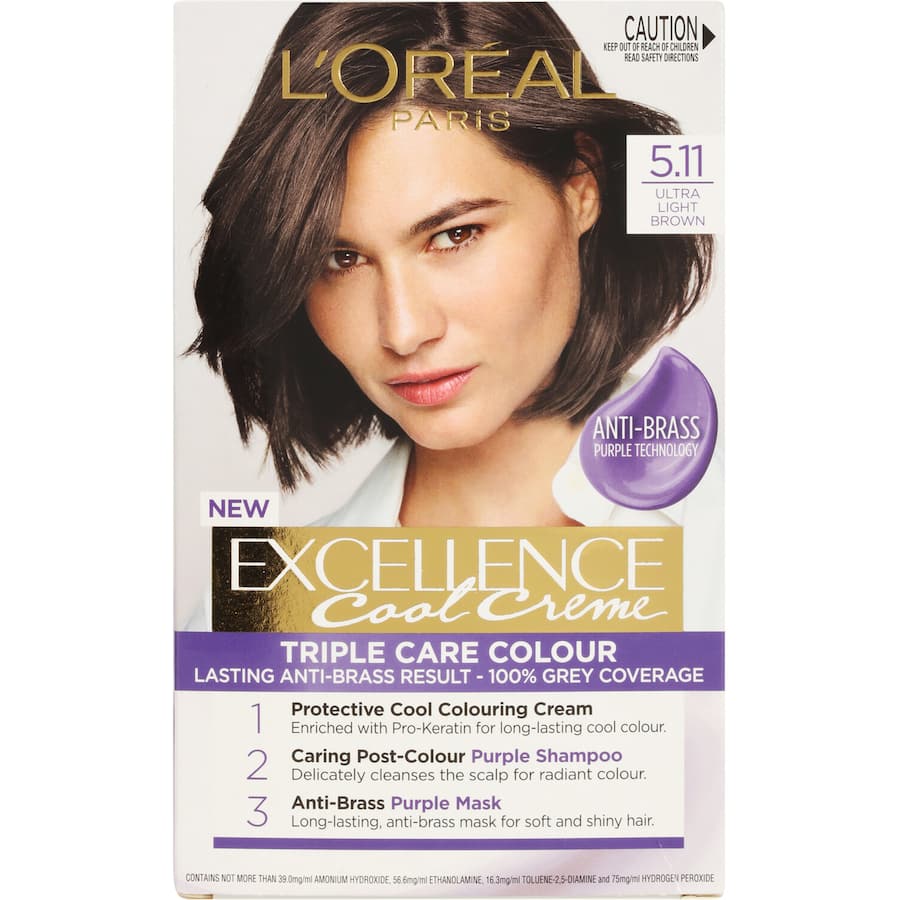 Loreal Excellence Cool Hair Colour Ultra Light Brown 5.11 1pack