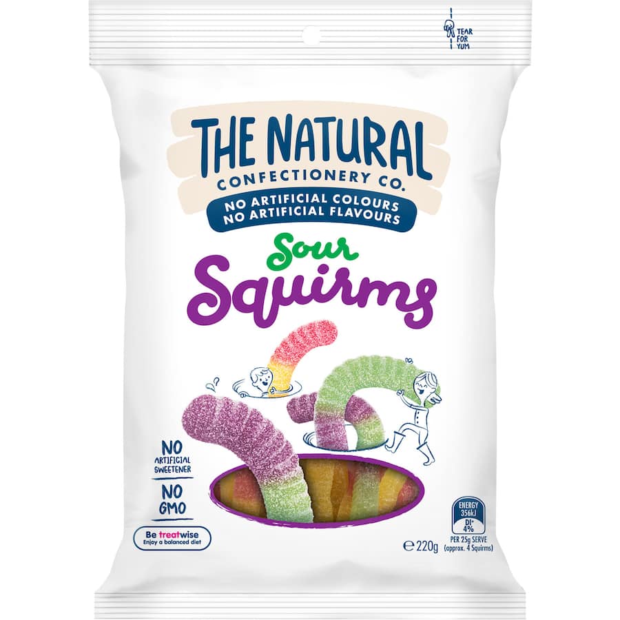 The Natural Confectionery Co. Lollies Sour Squirms 220g