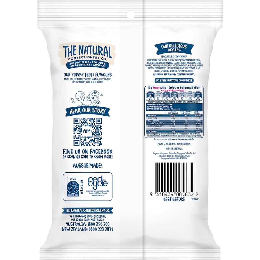 The Natural Confectionery Co. Lollies Sour Squirms 220g