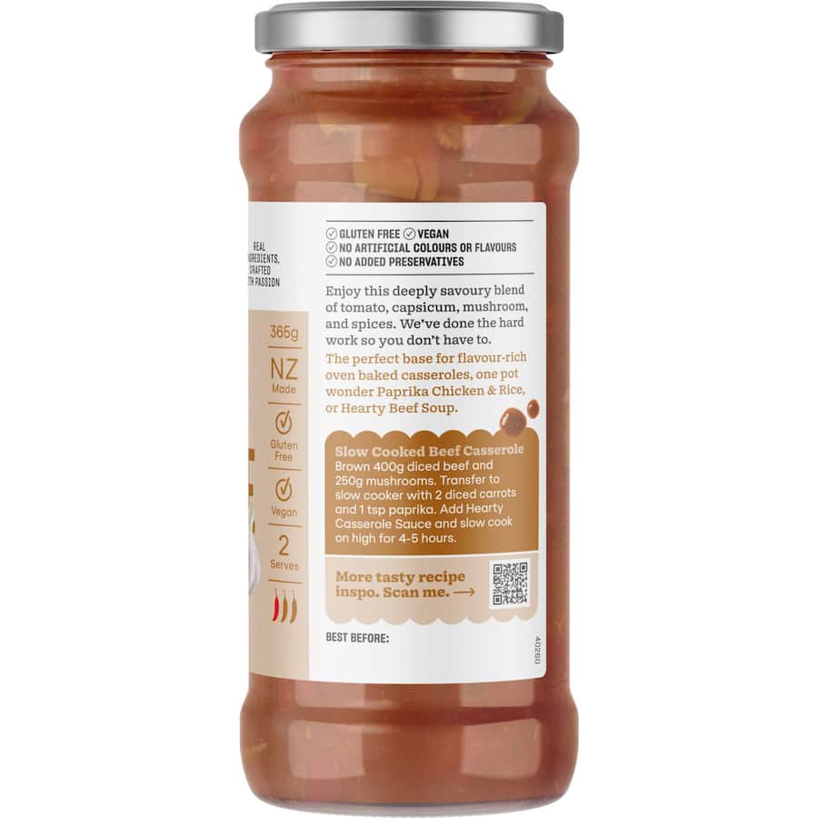 Barkers Meal Sauce Hearty Casserole Jar 365g
