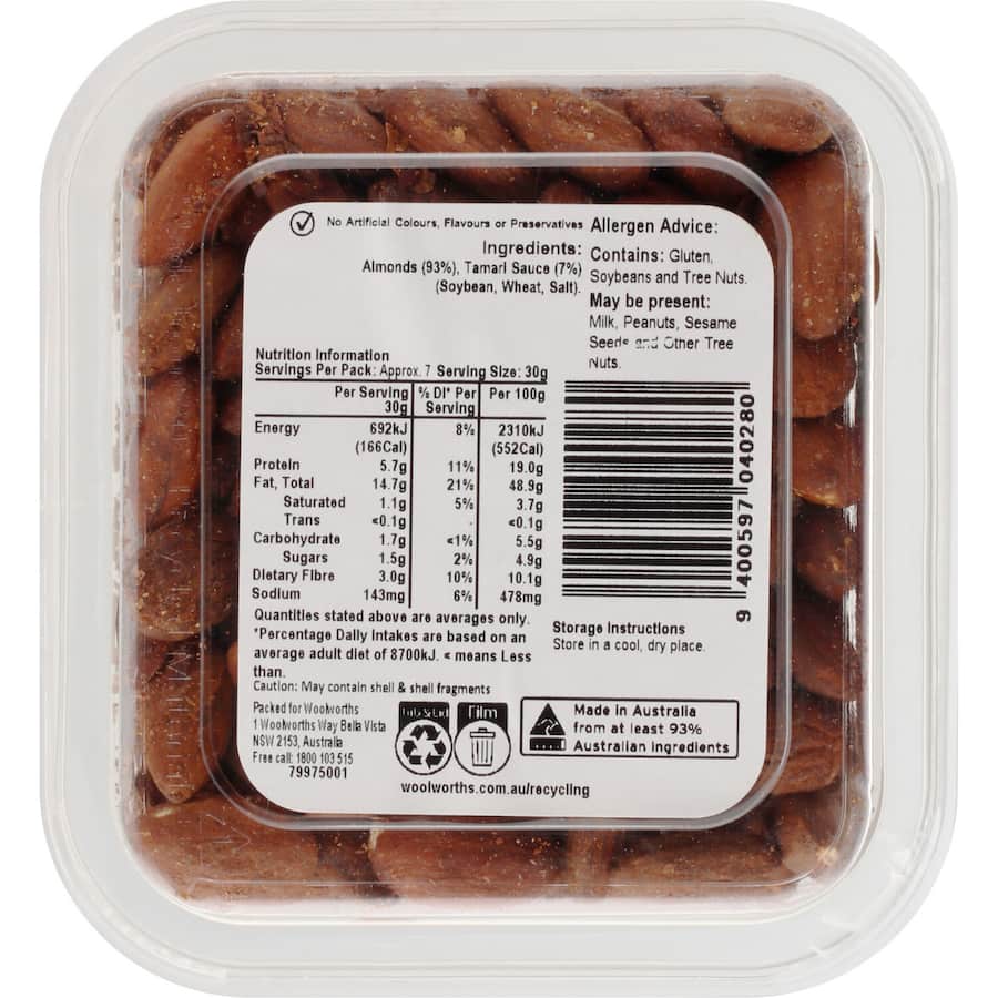 Woolworths Almonds Tamari 225g