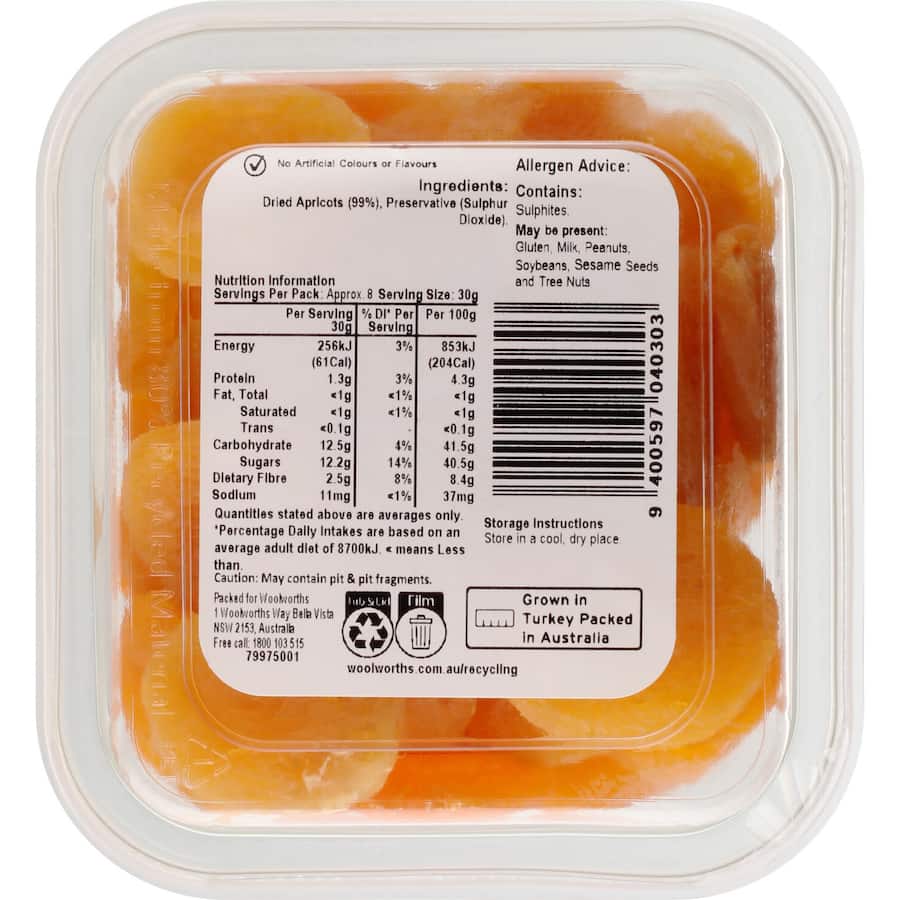 Woolworths Sun Dried Apricots  250g