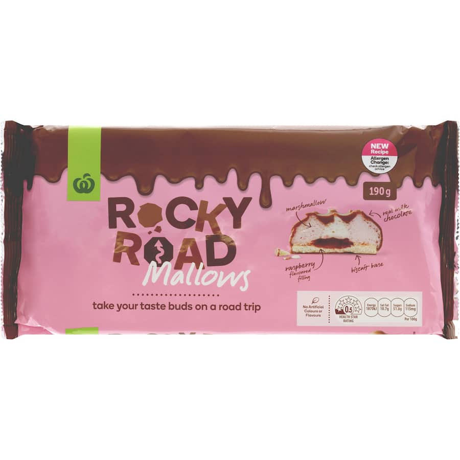 Woolworths Chocolate Biscuits Rocky Road Mallows 190g