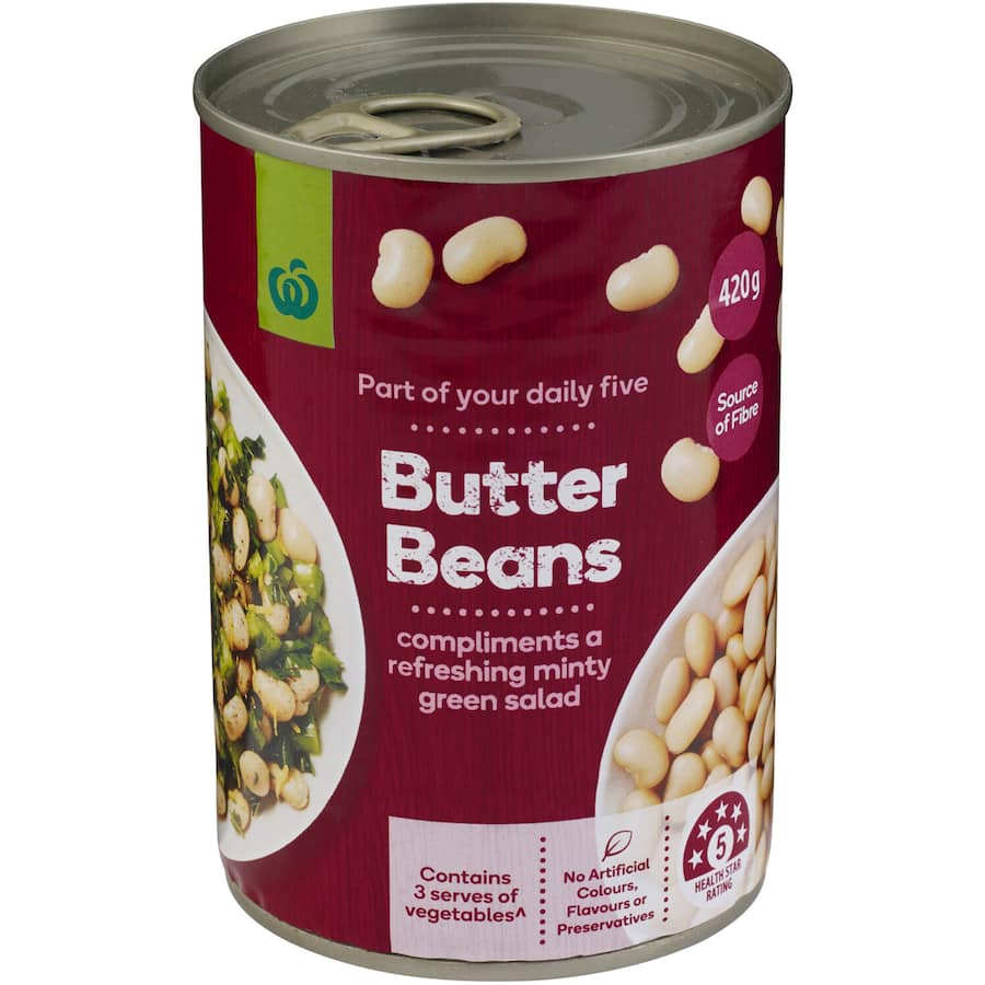 Woolworths Beans Butter Can 420g