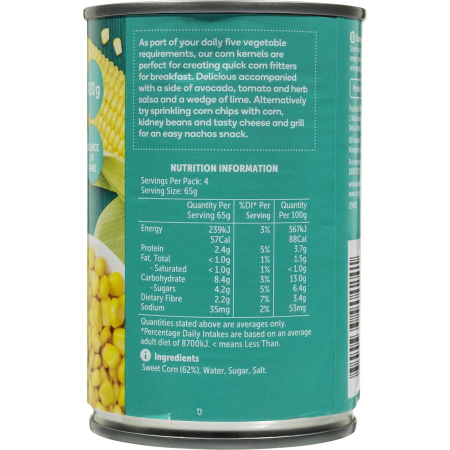 Woolworths Corn Sweet Kernels Can 420g