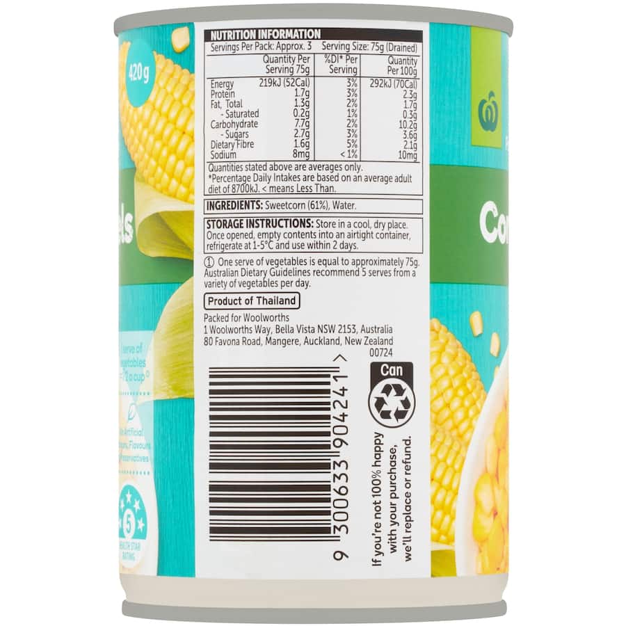 Woolworths Corn Sweet Kernels Can 420g