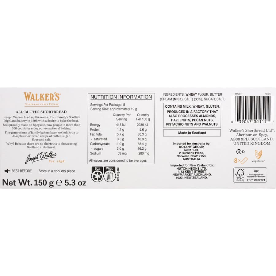 Walkers Shortbread Fingers 150g