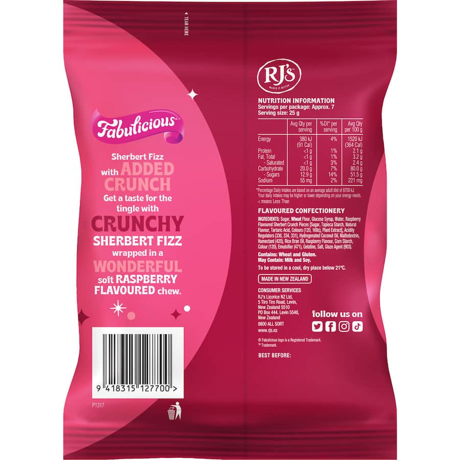 Fabulicious Raspberry Sherbert Crunch  180g