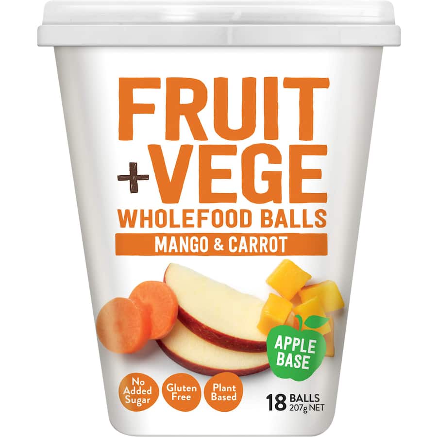 Tasti Fruit + Vege Wholefood Snack Balls Mango & Carrot 207g
