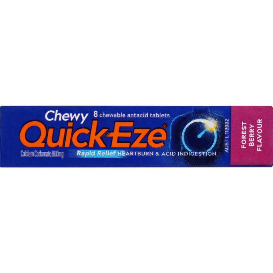 Quick-eze Chewable Antacid Tablets Forest Berry 8 pack