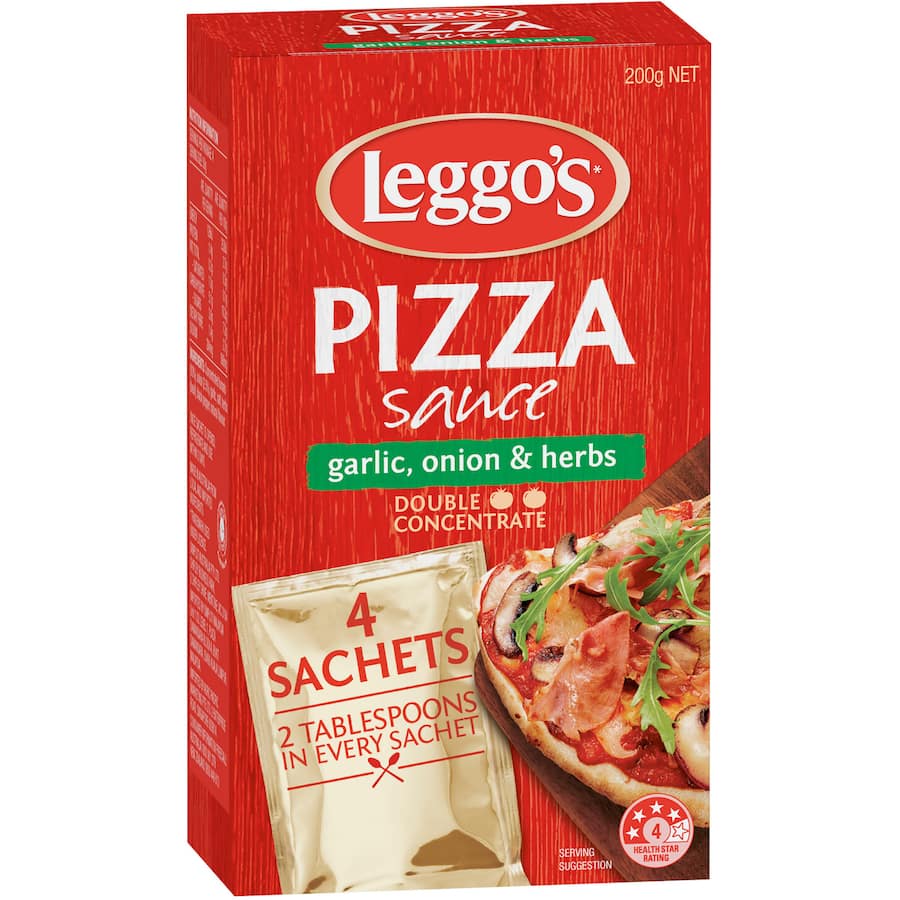 Leggo's Pizza Sauce Garlic, Onions & Herbs 4pk sachets 4 x 50g