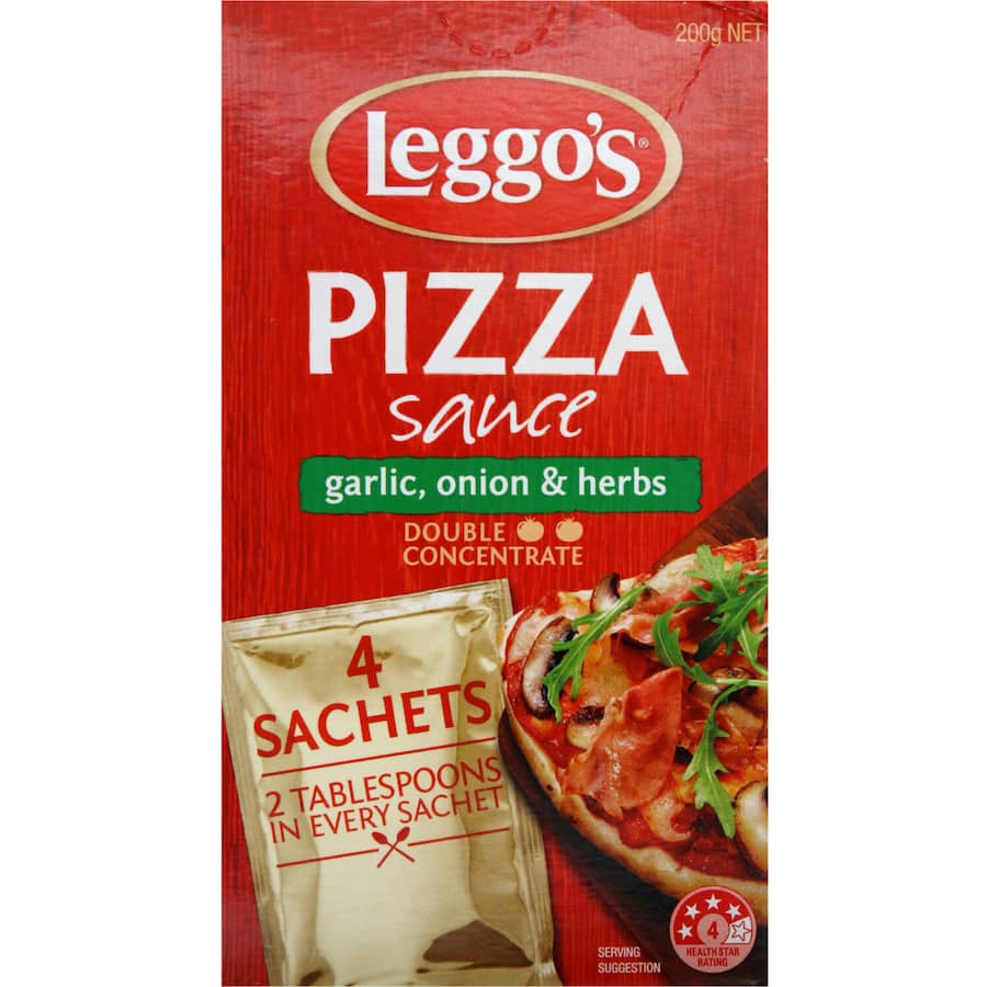 Leggo's Pizza Sauce Garlic, Onions & Herbs 4pk sachets 4 x 50g