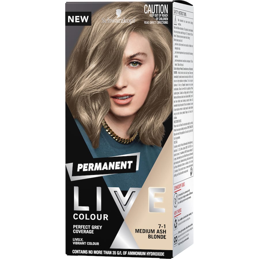Schwarzkopf Live Colour Permanent Hair Colour Medium Ash Blonde 1pack