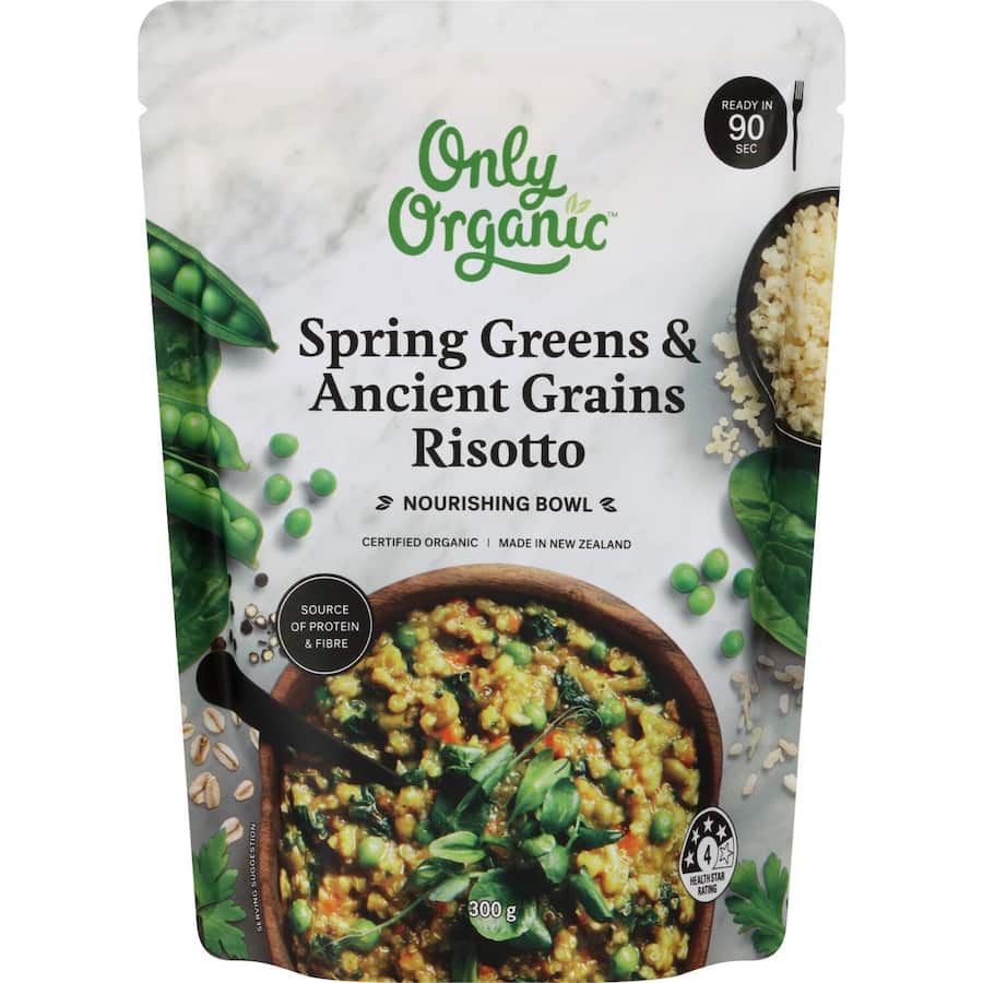 Only Organic Prepared Meal Nourishing Bowl Spring Greens & Grains Risotto 300g