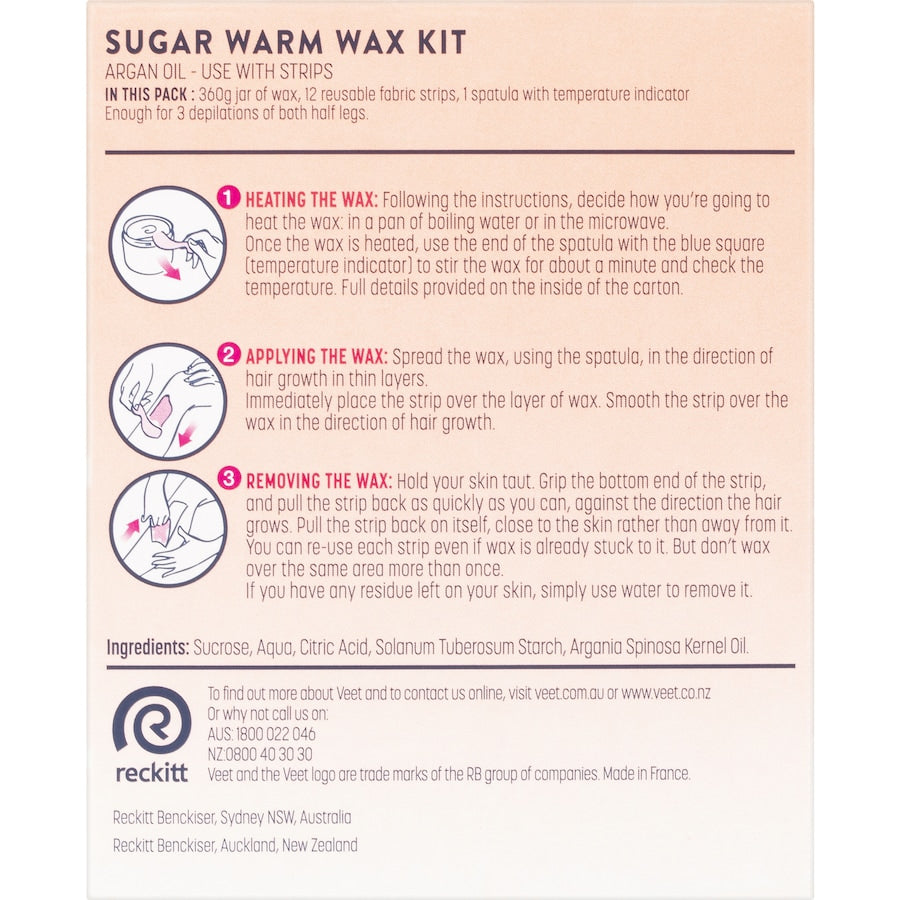 Veet Sugar Warm Wax Hair Removal Argan Oil Kit 360g