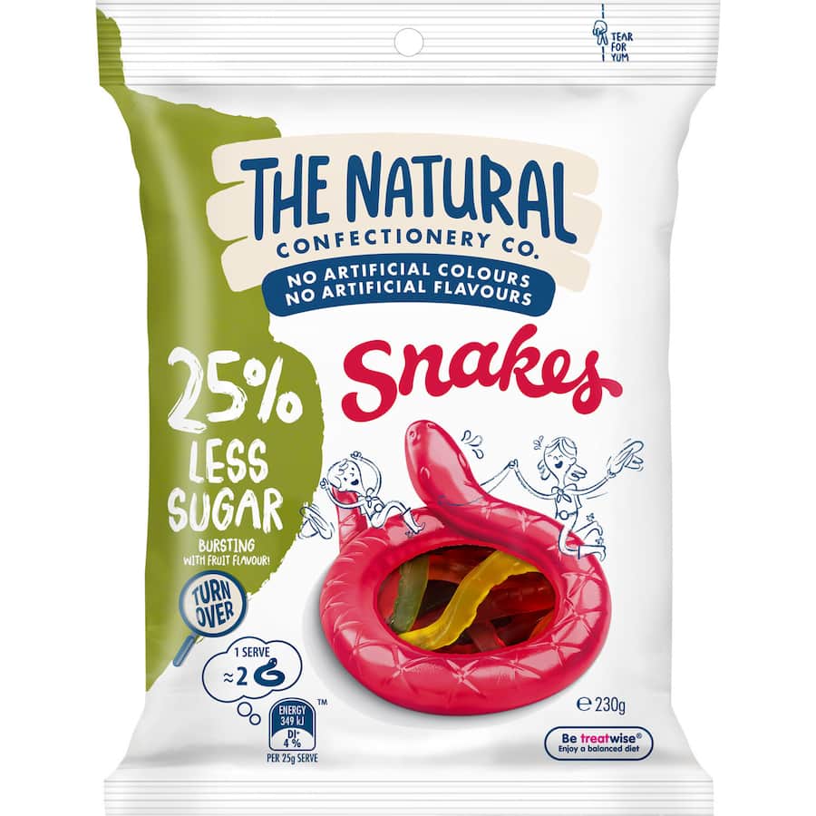 The Natural Confectionery Co. Lollies Snakes Reduced Sugar 230g