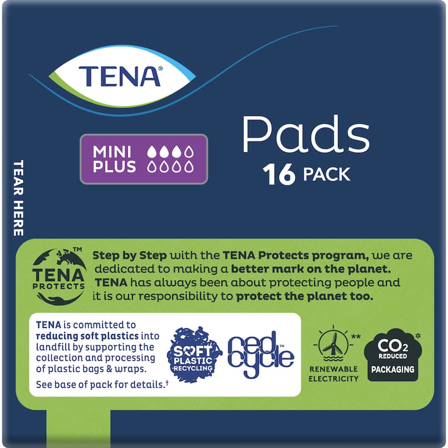 Tena Pads Mini Plus Long Length 16pack