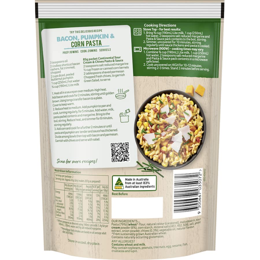 Continental Classics Pasta & Sauce Sour Cream & Chives 85g