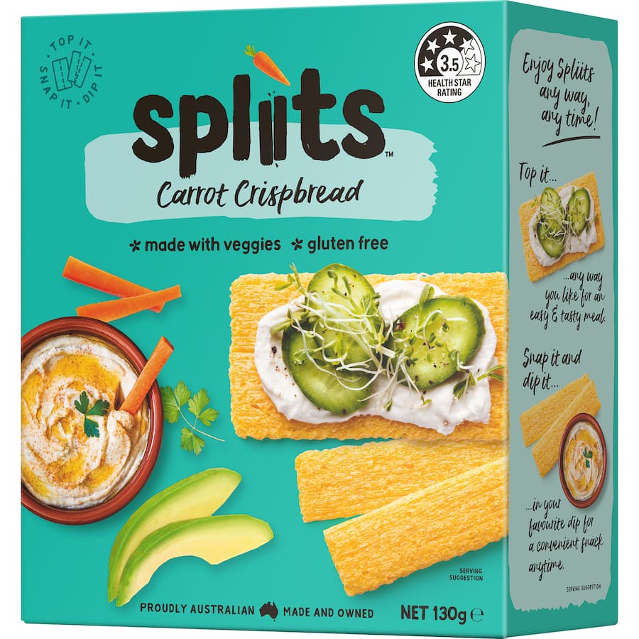 Spliits Crackers Carrot Crispbread Veggie 130g
