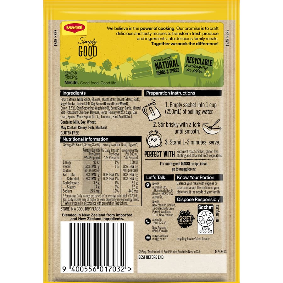Maggi Instant Gravy Mix Roast Chicken Gluten Free Sachet 24g