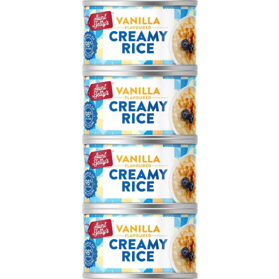 Aunt Bettys Rice 2 Go Creamed Rice Vanilla Creamy Rice 400g