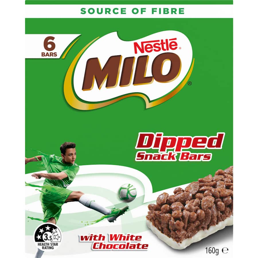 Nestlé Milo Snack Bars Cereal White Choc Dipped 6 pack 160g