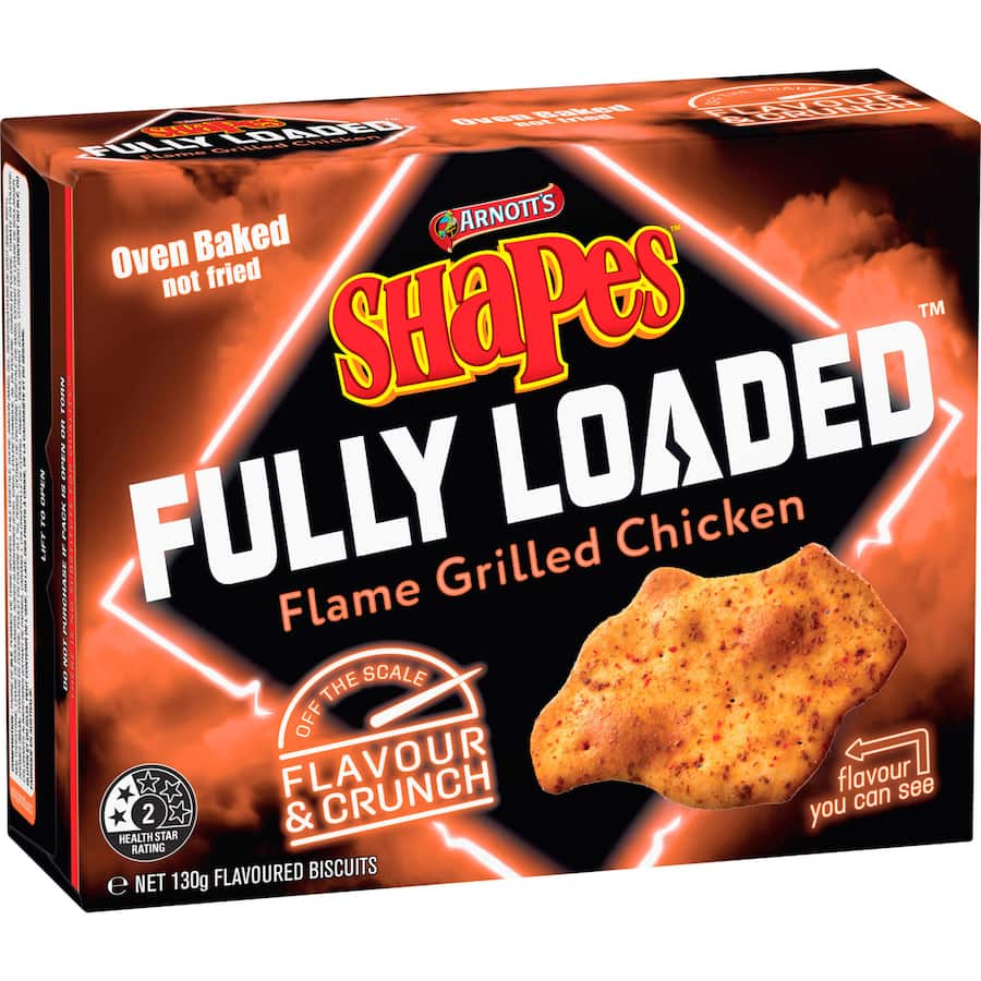 Arnotts Shapes Fully Loaded Crackers Flame Grilled Chicken 130g