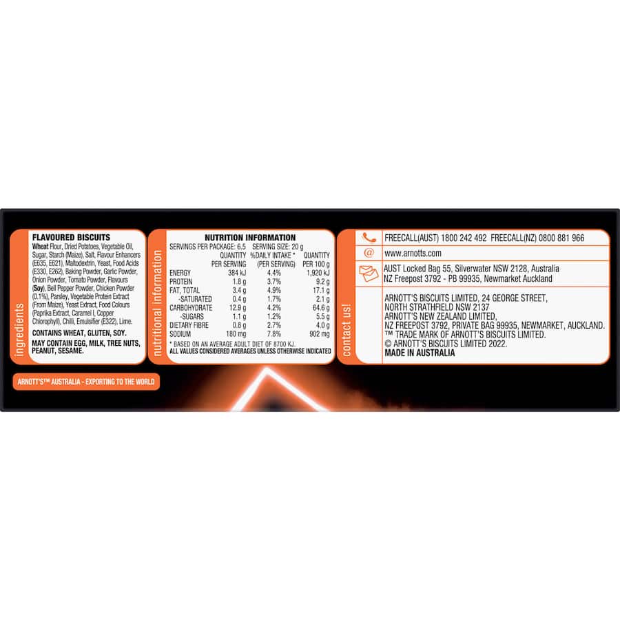 Arnotts Shapes Fully Loaded Crackers Flame Grilled Chicken 130g
