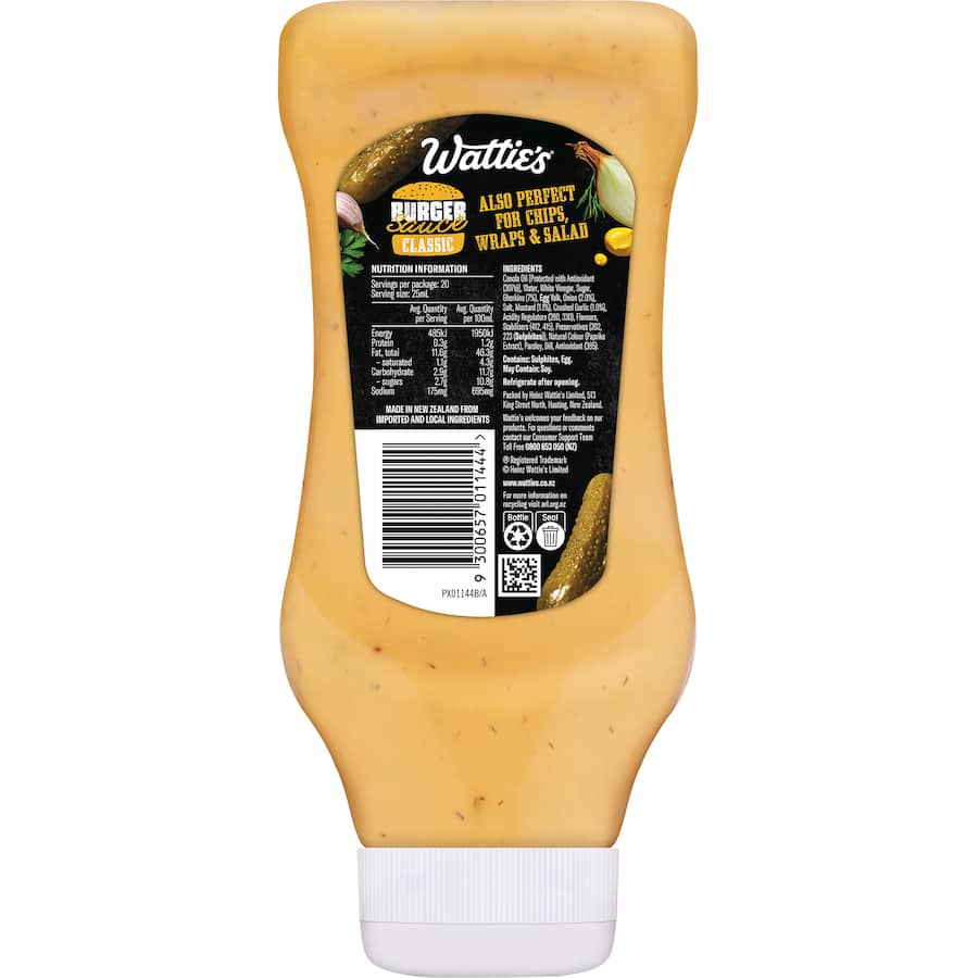 Wattie's Burger Sauce Classic Squeeze 500mL