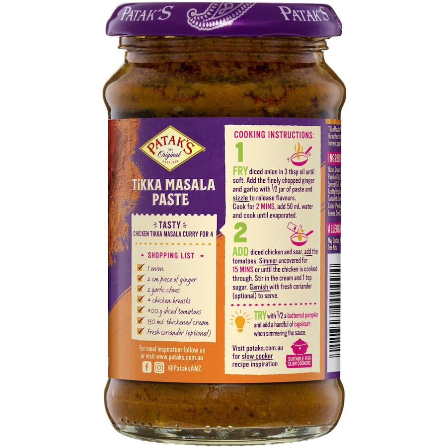 Pataks Curry Paste Tikka Masala Medium Jar 283g