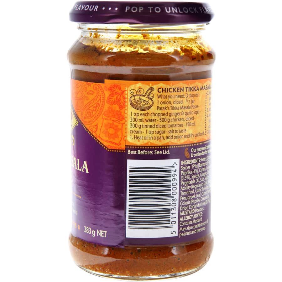 Pataks Curry Paste Tikka Masala Medium Jar 283g