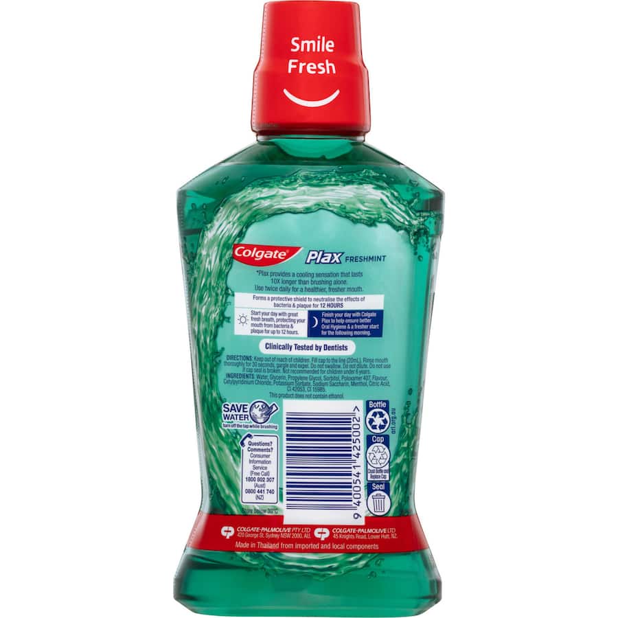 Colgate Plax Antibacterial Mouthwash Rinse Fresh Mint 500mL