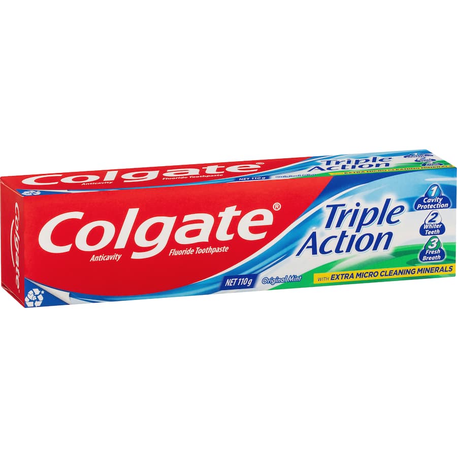 Colgate Triple Action Toothpaste Original Mint Flavour Tube 110g