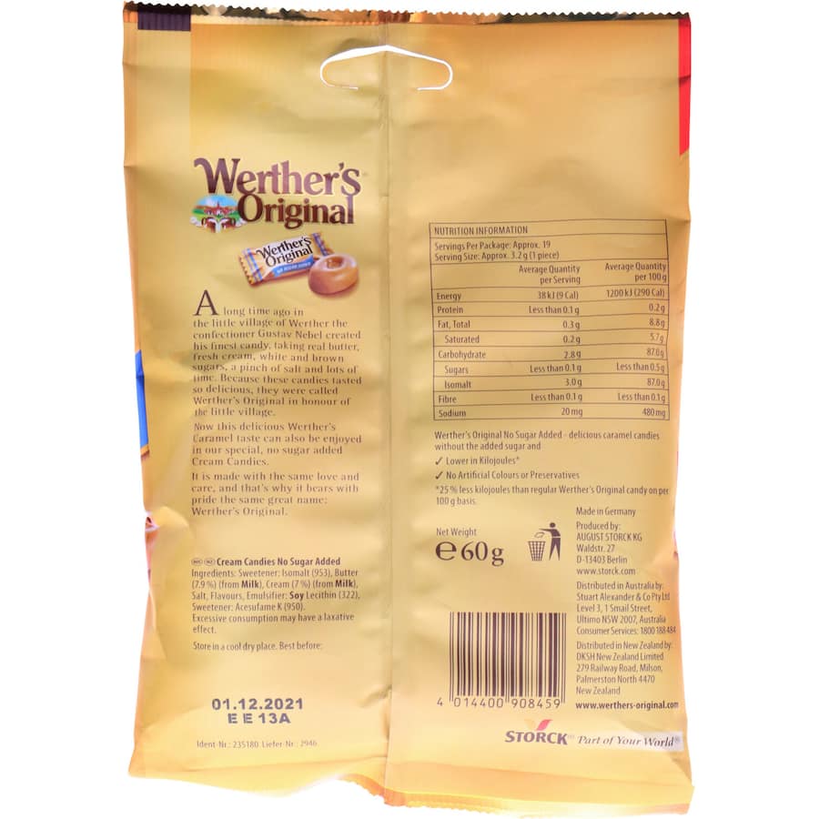 Werthers Original Toffee Sugar Free 60g