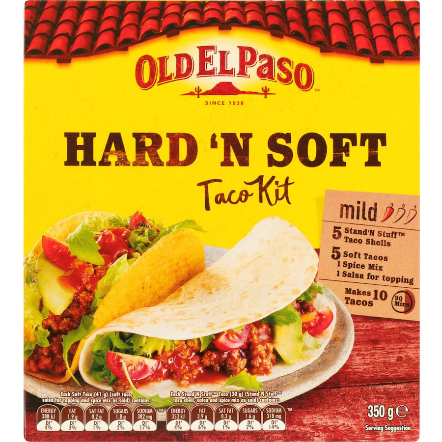 Old El Paso Hard N Soft Taco Kit Sweet Paprika & Tomato 10 pack 350g