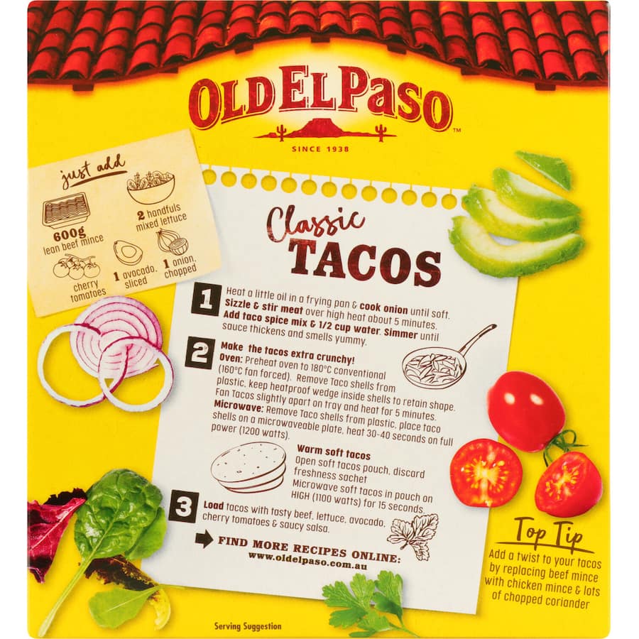 Old El Paso Hard N Soft Taco Kit Sweet Paprika & Tomato 10 pack 350g