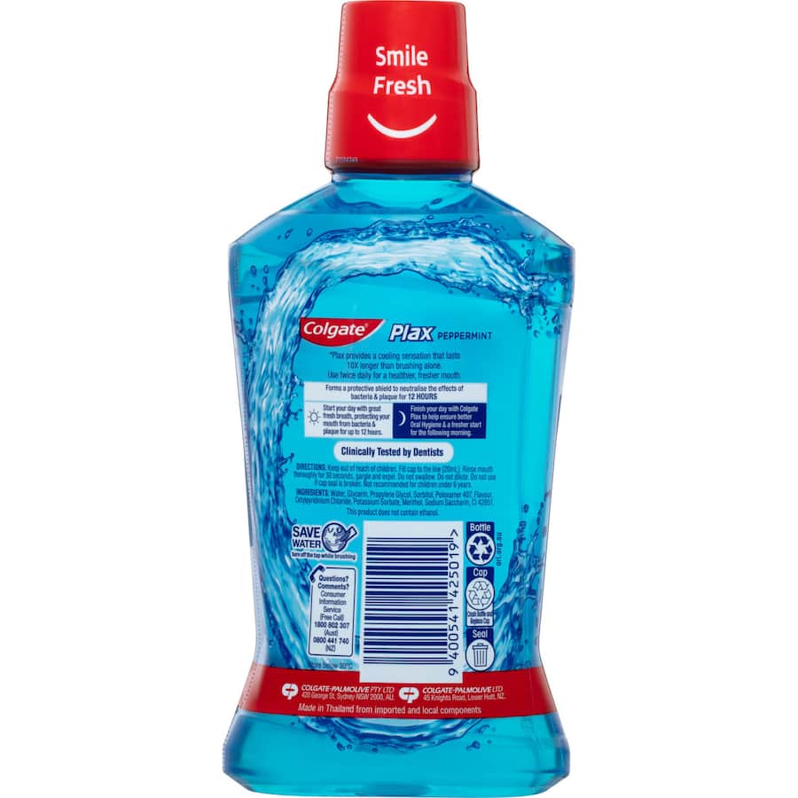 Colgate Plax Antibacterial Mouthwash Rinse Peppermint 500mL