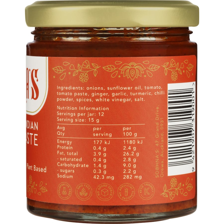 Sobhna's Curry Paste Authentic Mild Plant Based Jar 180g