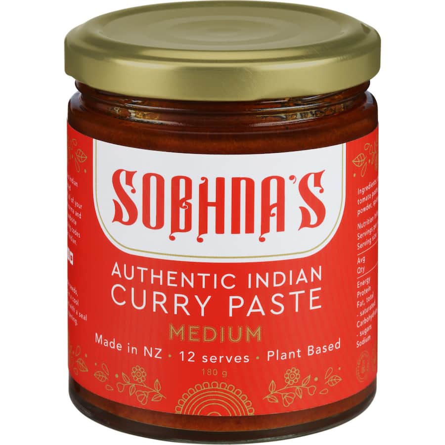 Sobhna's Curry Paste Authentic Medium Plant Based Jar 180g