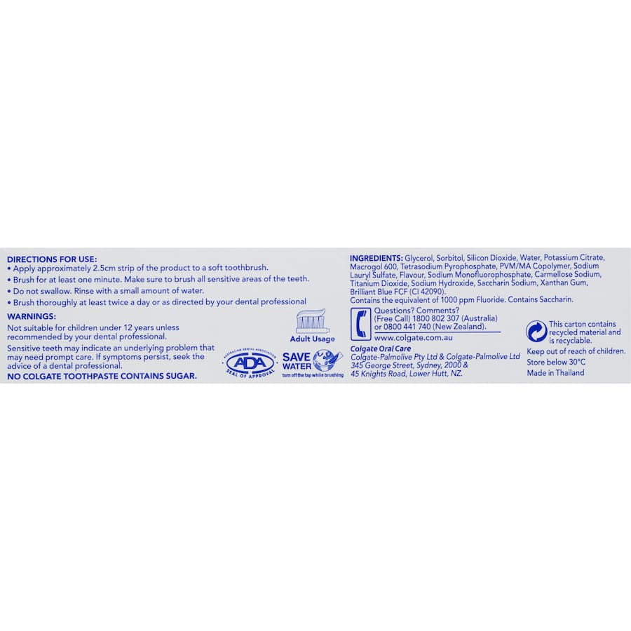 Colgate Sensitive Toothpaste Teeth Whitening Tube 110g