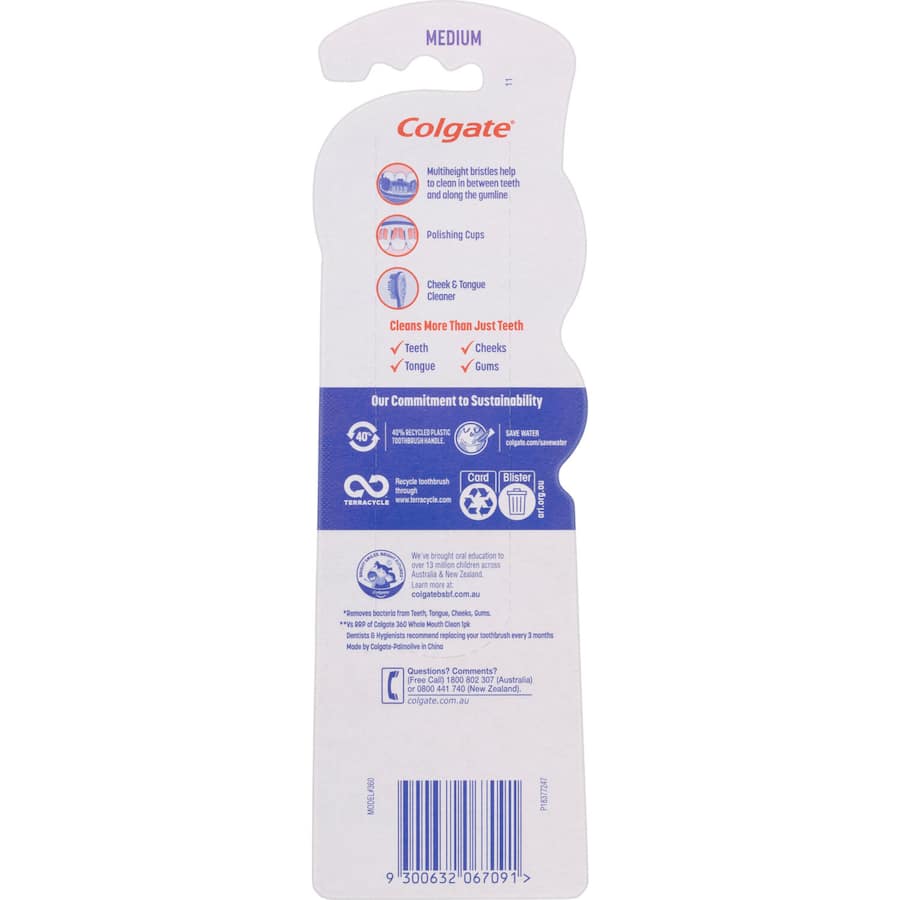 Colgate 360 Whole Mouth Clean Toothbrush Medium Bristles Value Pack 2pack