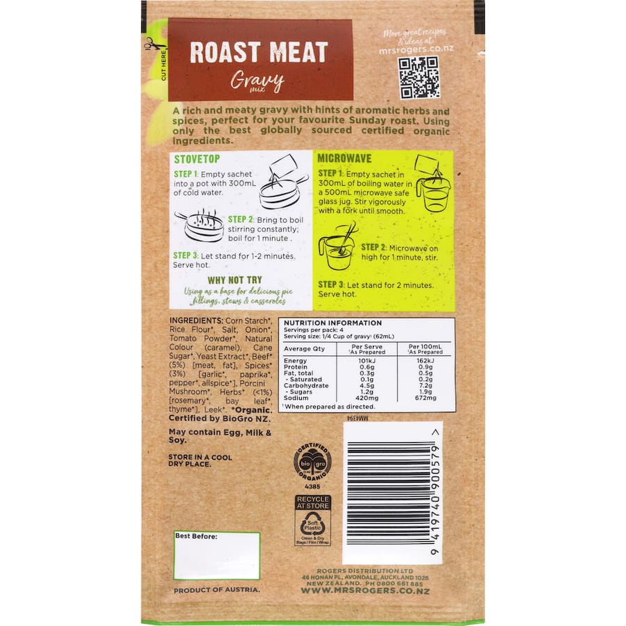 Mrs Rogers Organic Gravy Mix Roast Meat Sachet 30g