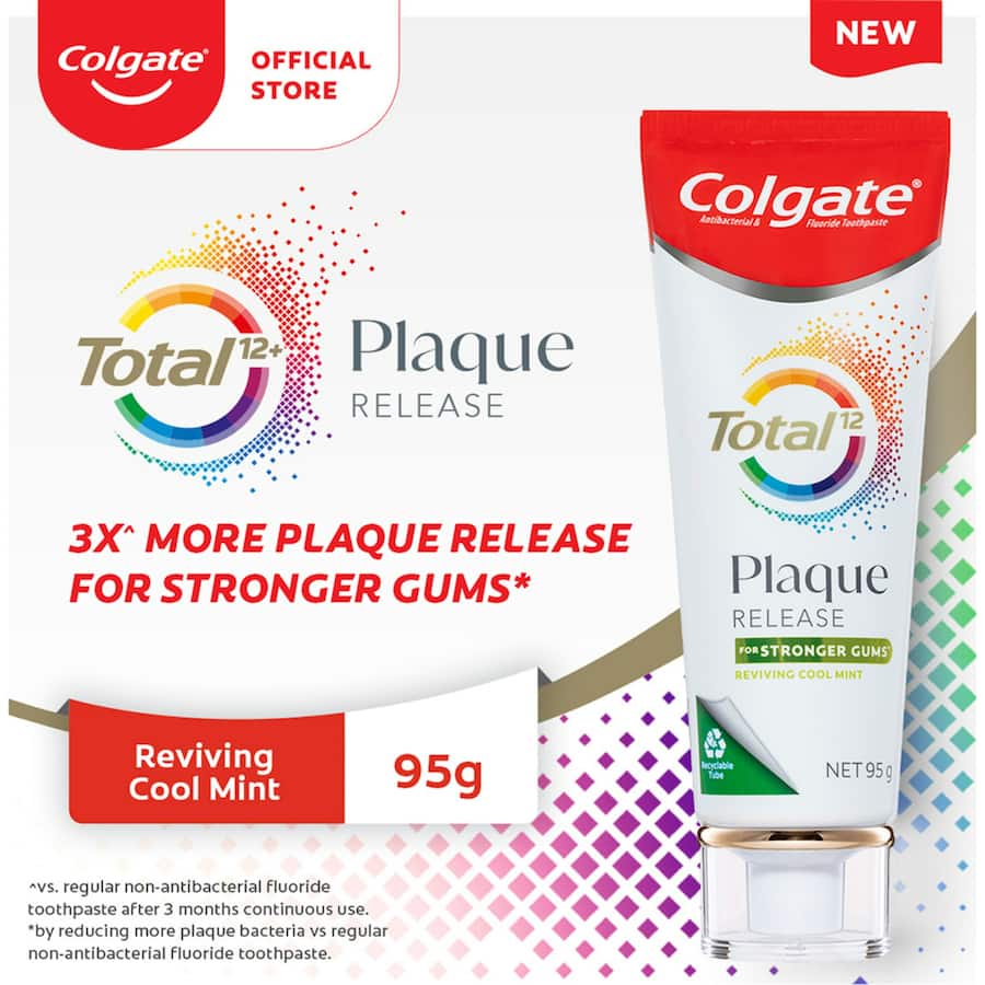 Colgate Total Plaque Release Toothpaste Reviving Cool Mint Tube 95g