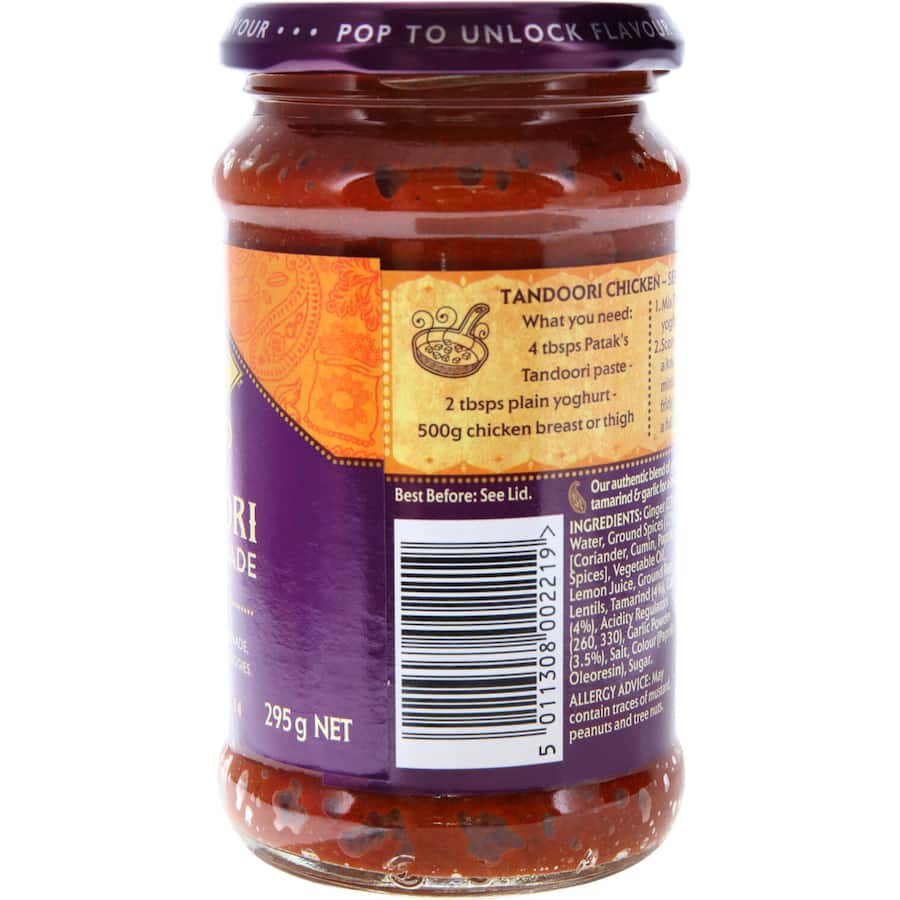 Pataks Curry Paste Tandoori Marinade Mild Jar 295g