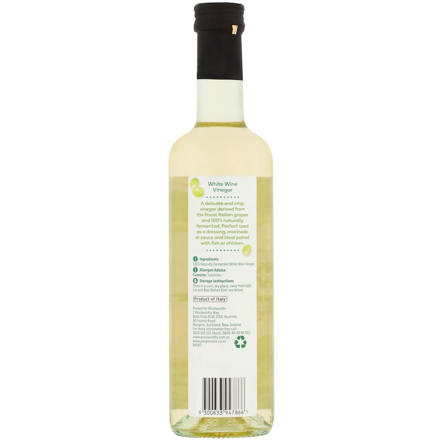 Woolworths Vinegar White Wine 500mL