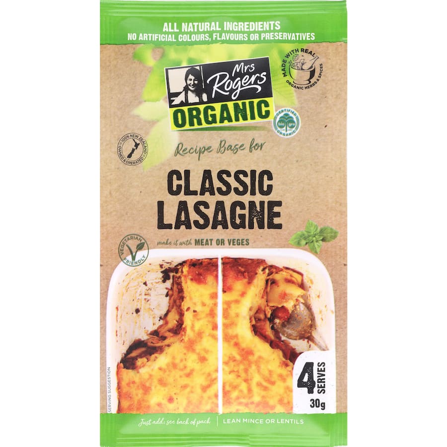 Mrs Rogers Organic Recipe Base Lasagne 30g